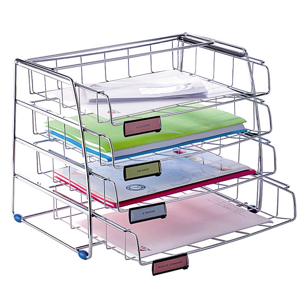 Alba Corbeille à courrier chromé - H. 31,5 cm - Set de 4