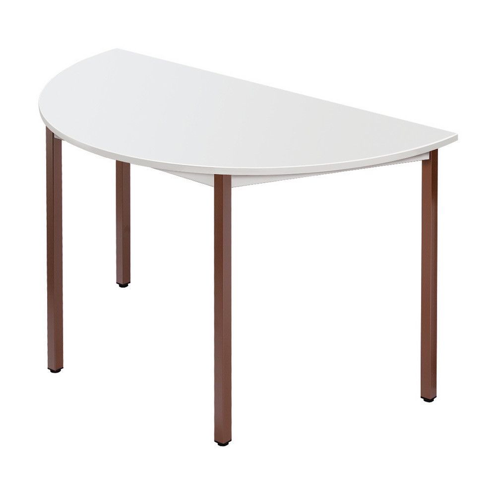 Table de réunion modulable 1/2 rond - L.120 x P.60 cm - Plateau Gris - Pieds Brun