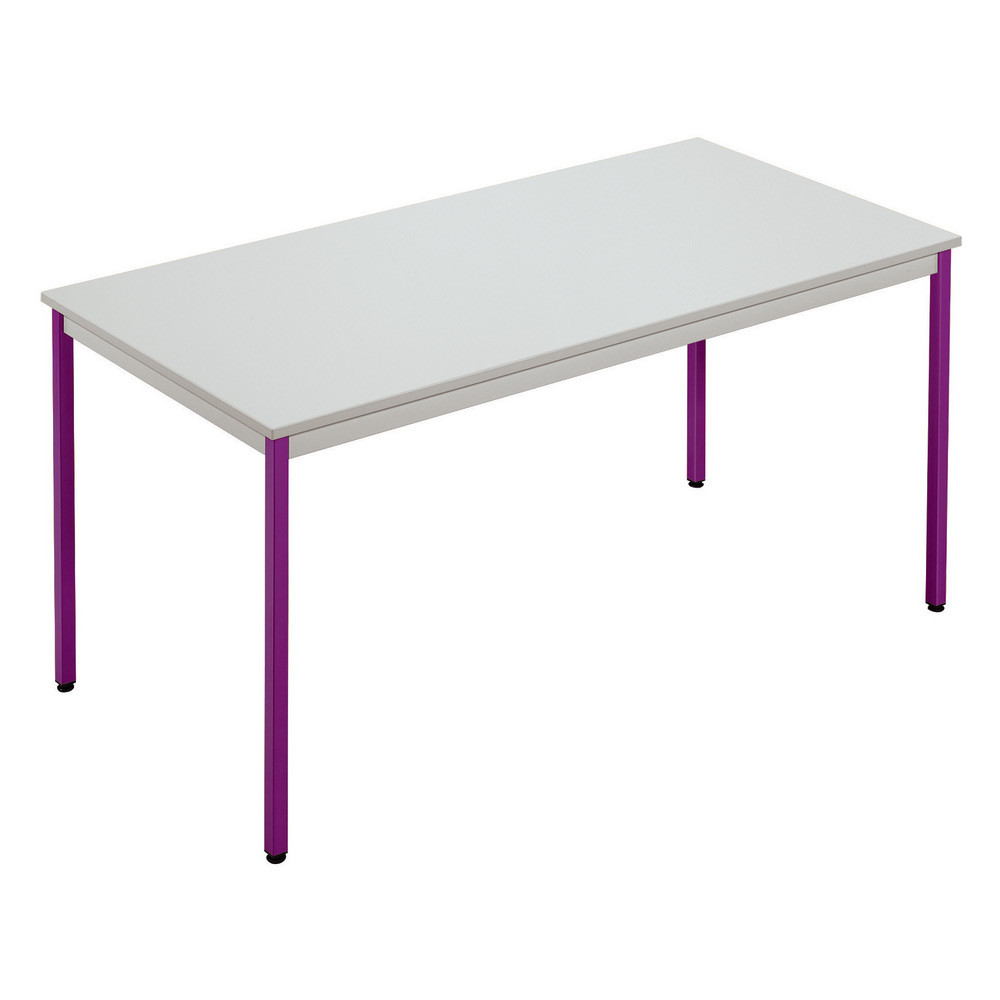 Table de runion modulable rectangle - L.160 x P.80 cm - Plateau Gris - Pieds Prune