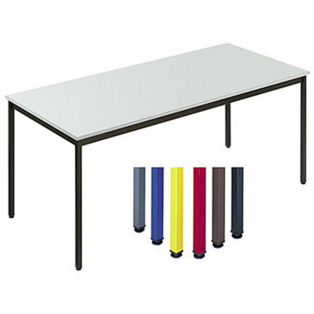 Table de runion modulable rectangle - L.180 x P.80 cm - Plateau Gris - Pieds Brun