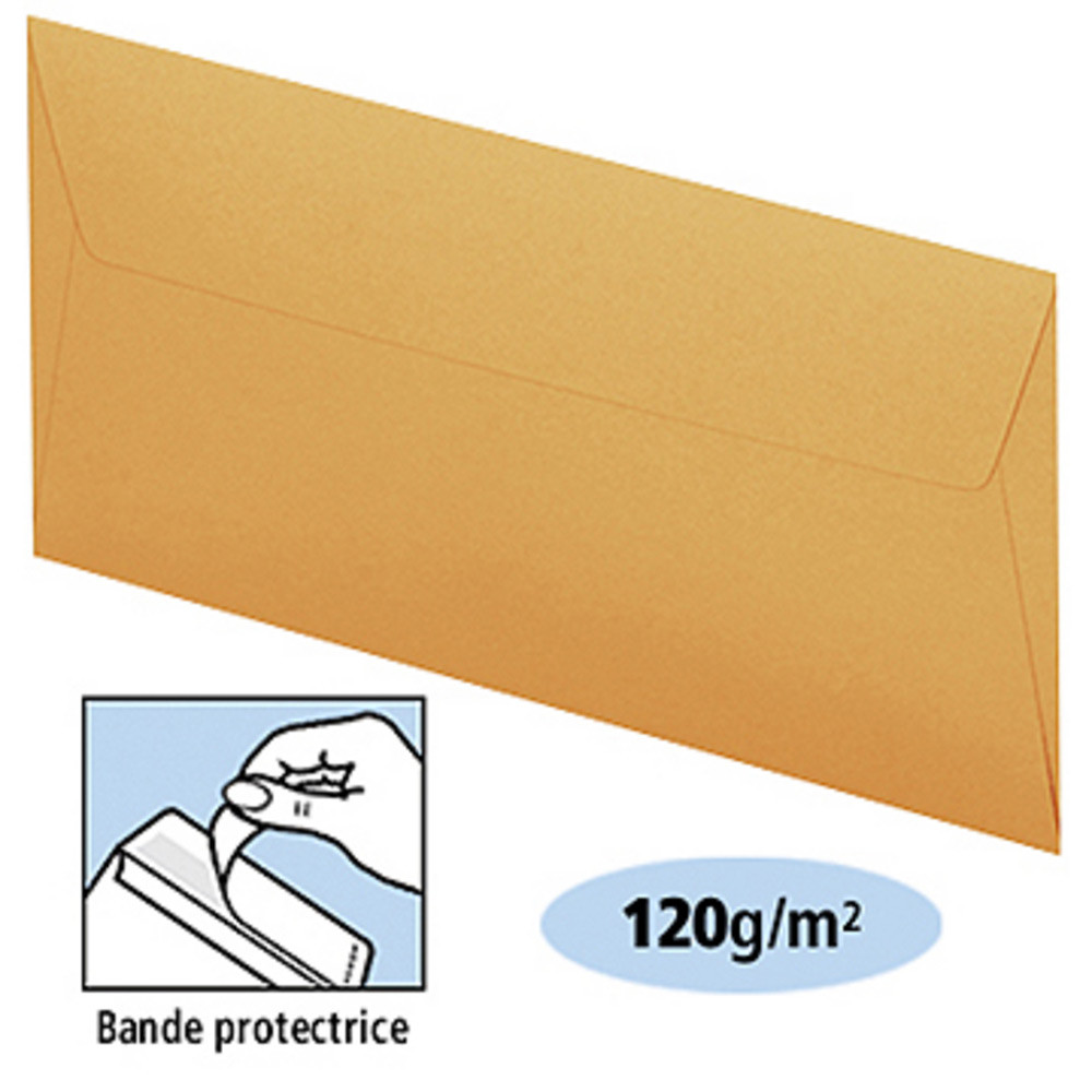 CLAIREFONTAINE  Enveloppe Pollen DL 110&nbsp;x&nbsp;220&nbsp;mm 120g sans fen&ecirc;tre - autocollante bande protectrice - Orange - Lot de 20