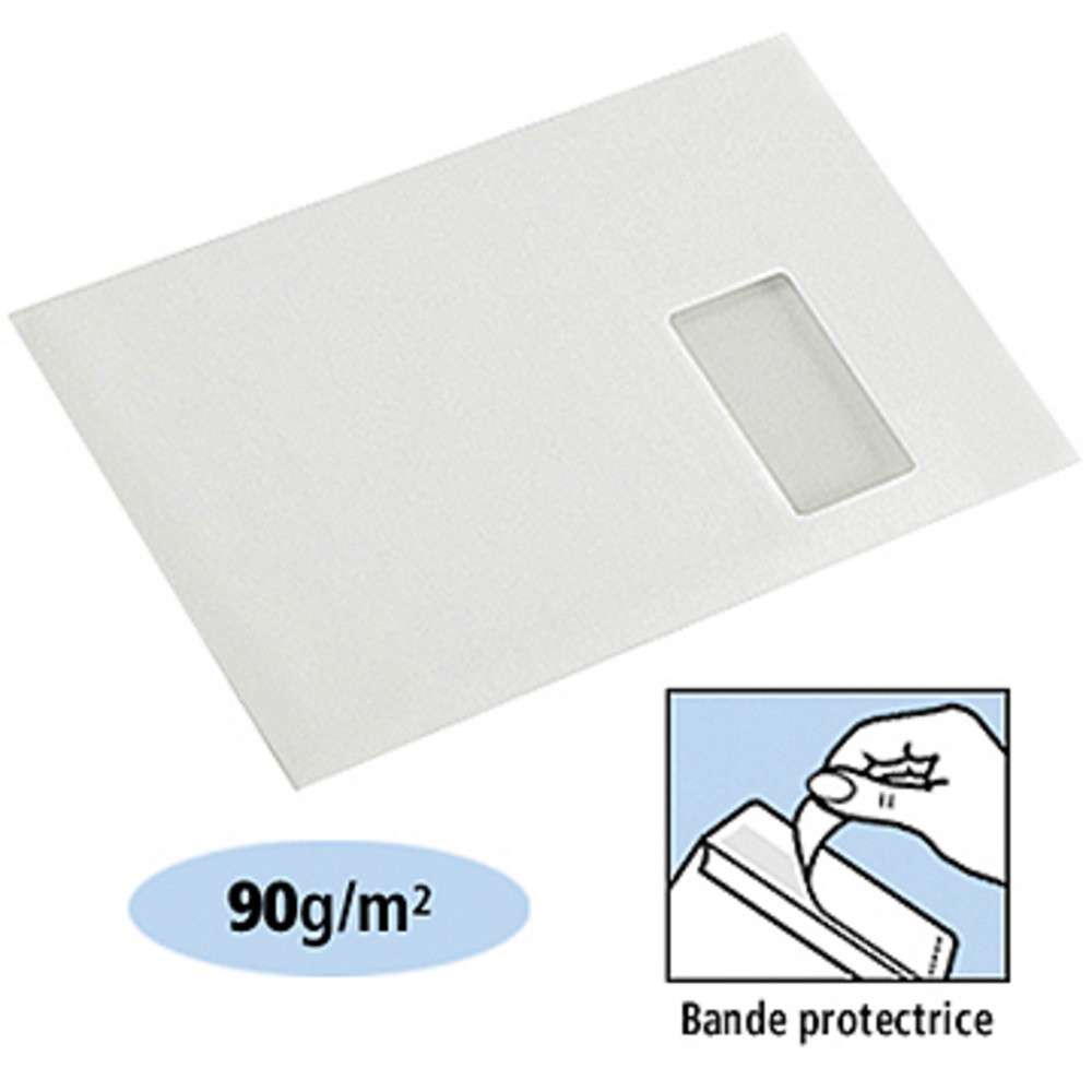 La Couronne Pochette C4 229 x 324 mm 90g fentre 50 x 110 mm - autocollante bande protectrice - Lot de 50
