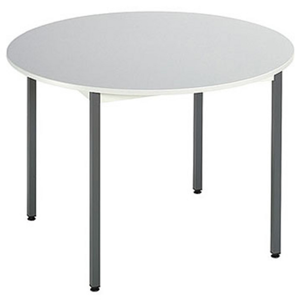Table Budget Ronde 110 cm - Plateau Gris clair - pieds Gris fonc
