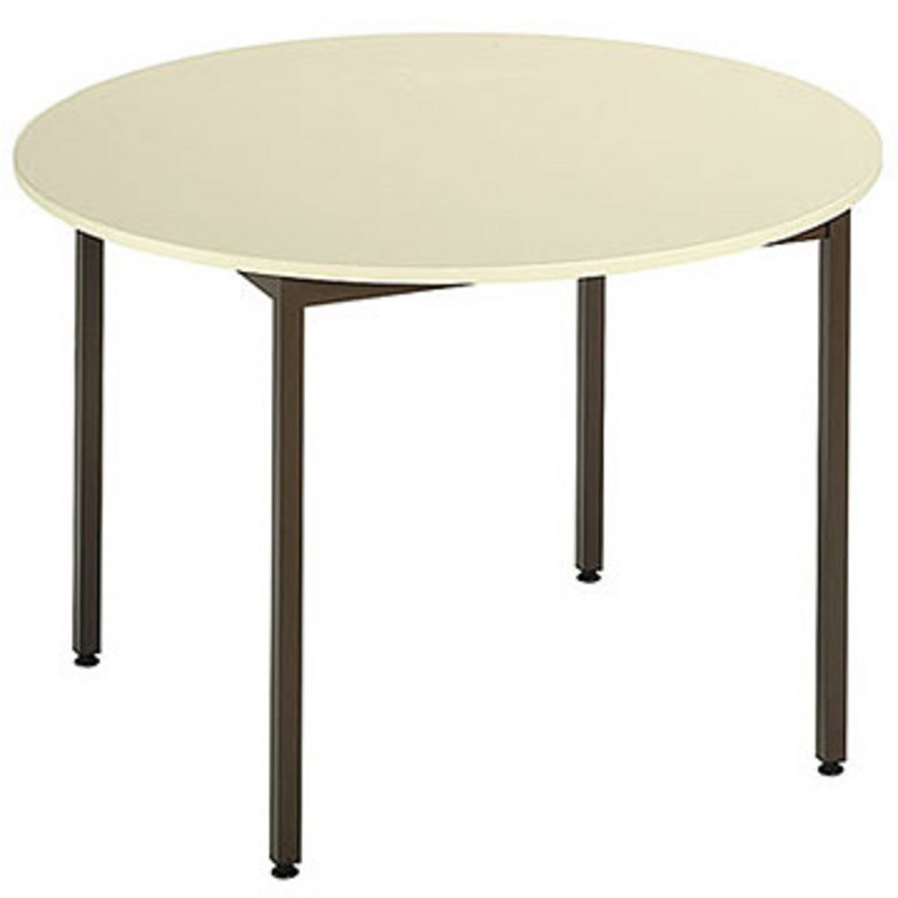 Table Budget Ronde 110 cm - Plateau Beige - pieds Brun