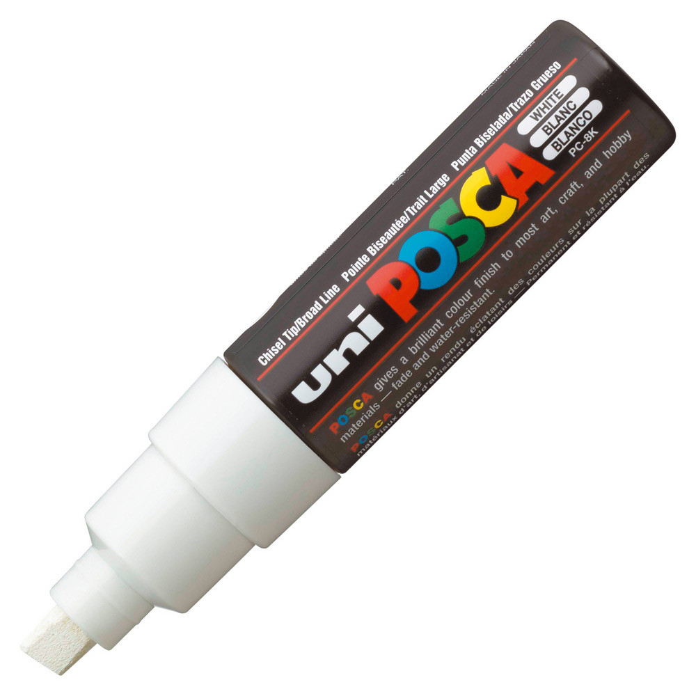 Uni Posca PC-8K Marqueur peinture Pointe Biseaute 8 mm - Blanc