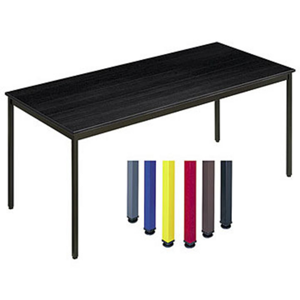 Table de runion modulable rectangle - L.180 x P.80 cm - Plateau Noir - Pieds Gris