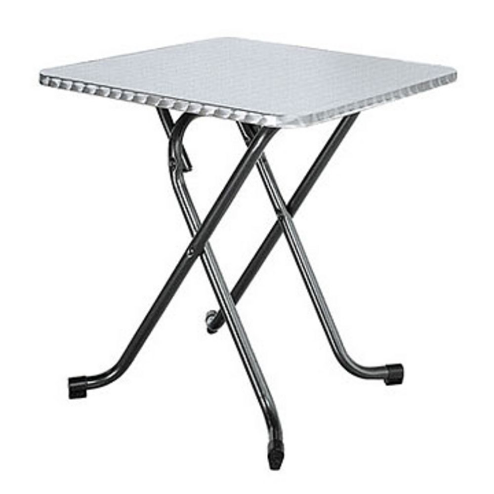 Table pliante LORRAINE Inox - L. 70 x P. 70 cm, plateau, piétements Noir