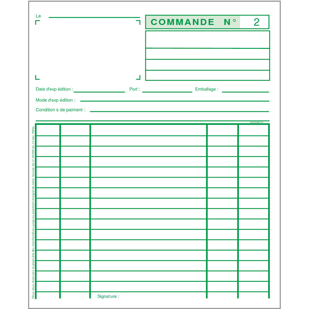 Exacompta Manifold COMMANDES - 21 x 18 cm - 50 feuilles autocopiantes 2 exemplaires