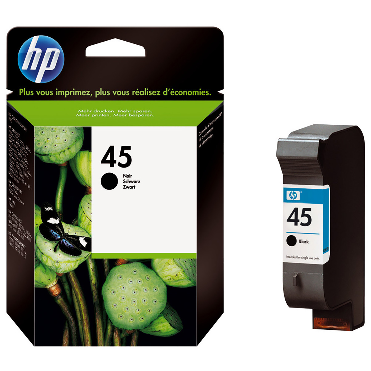 HP 45 Cartouche d'encre authentique 51645A - Noir