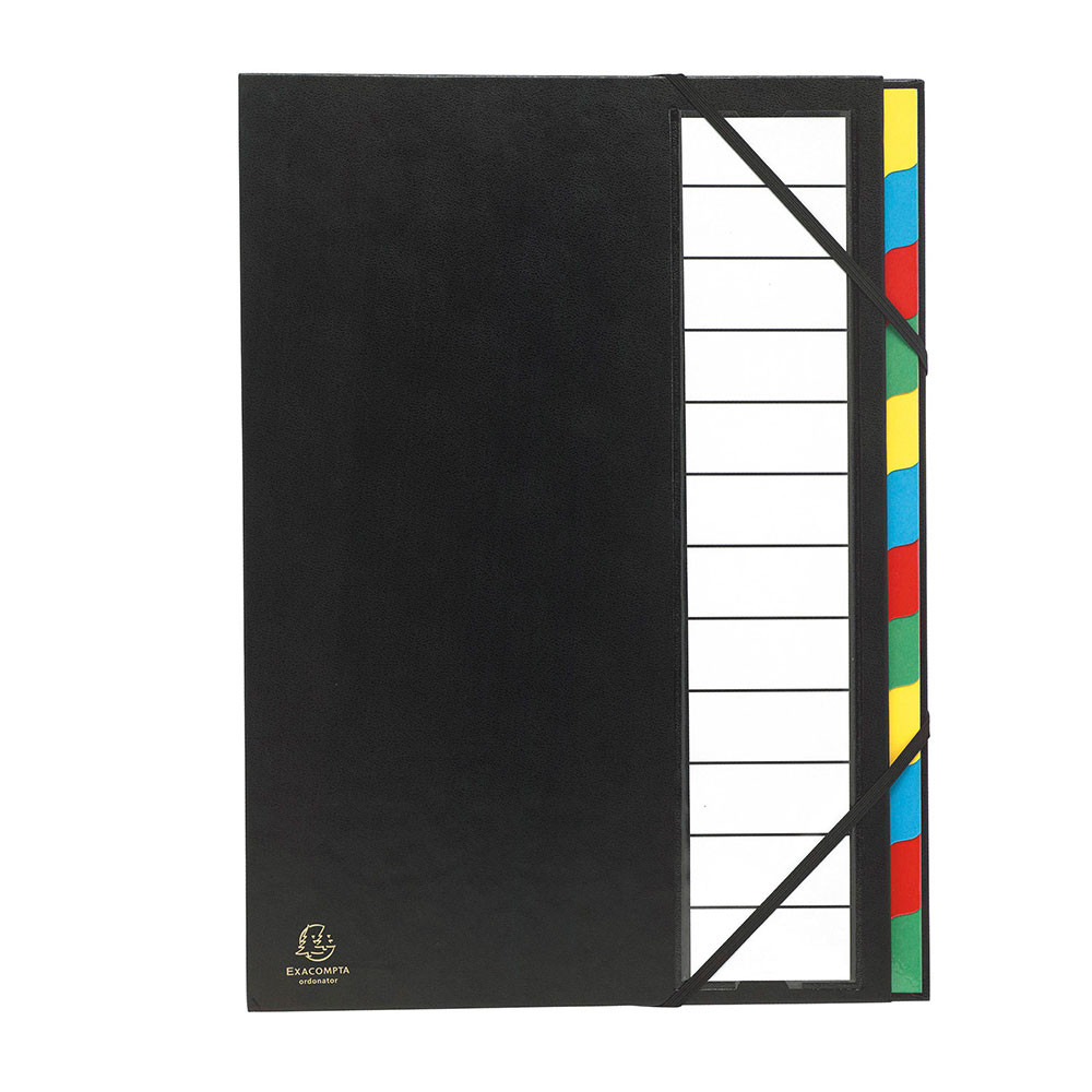 Exacompta Trieur Ordonator Nature Future avec dos extensible  soufflet - 12divisions - Noir