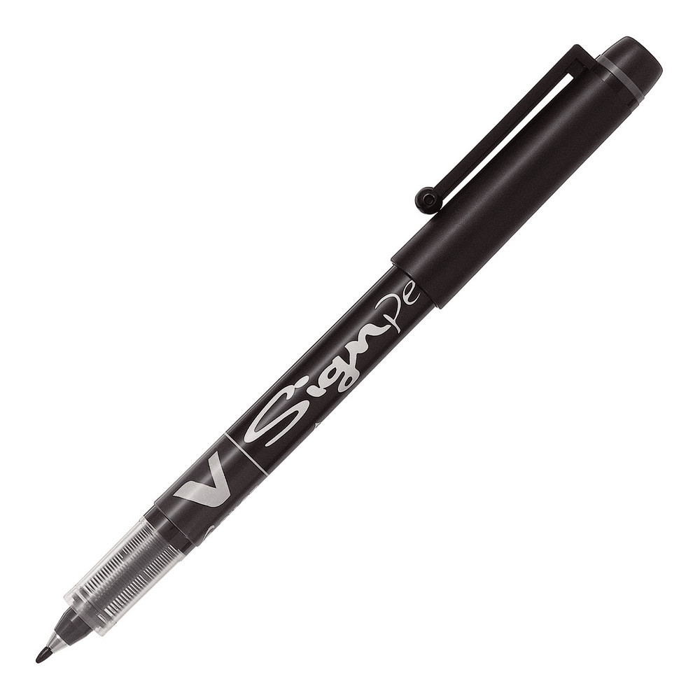 Pilot V-Sign Pen Stylo feutre à capuchon pointe moyenne 2 mm - Noir