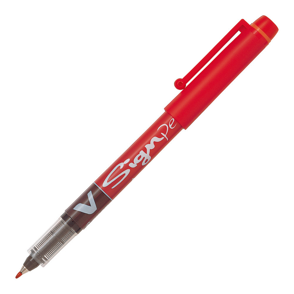 Pilot V-Sign Pen Stylo feutre à capuchon pointe moyenne 2 mm - Rouge