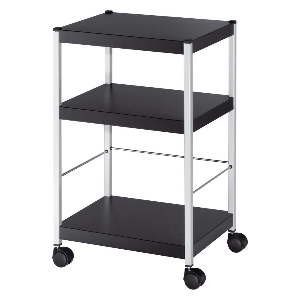 Table desserte mobile Polyvalente 3 plateaux en mtal H. 74 x L. 45 cm  Noir / Aluminium