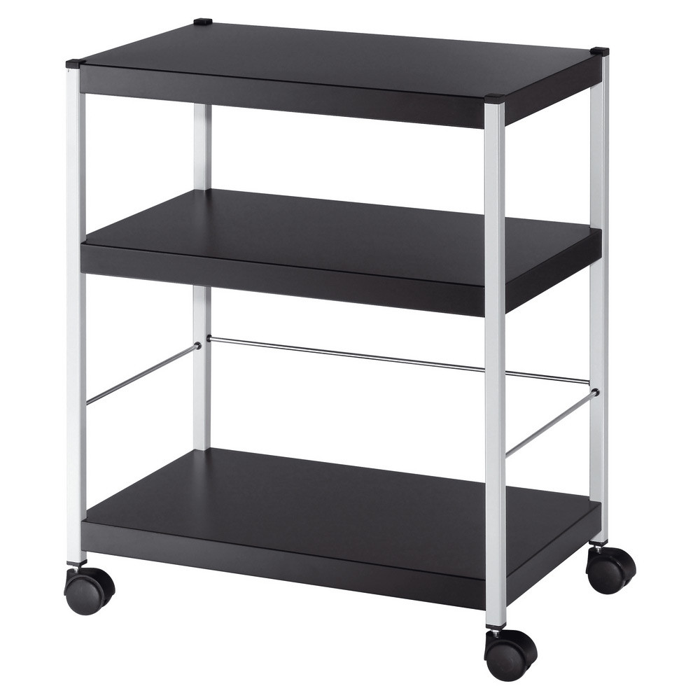 Table desserte mobile Polyvalente 3 plateaux en mtal H. 74 x L. 60 cm  Noir / Aluminium