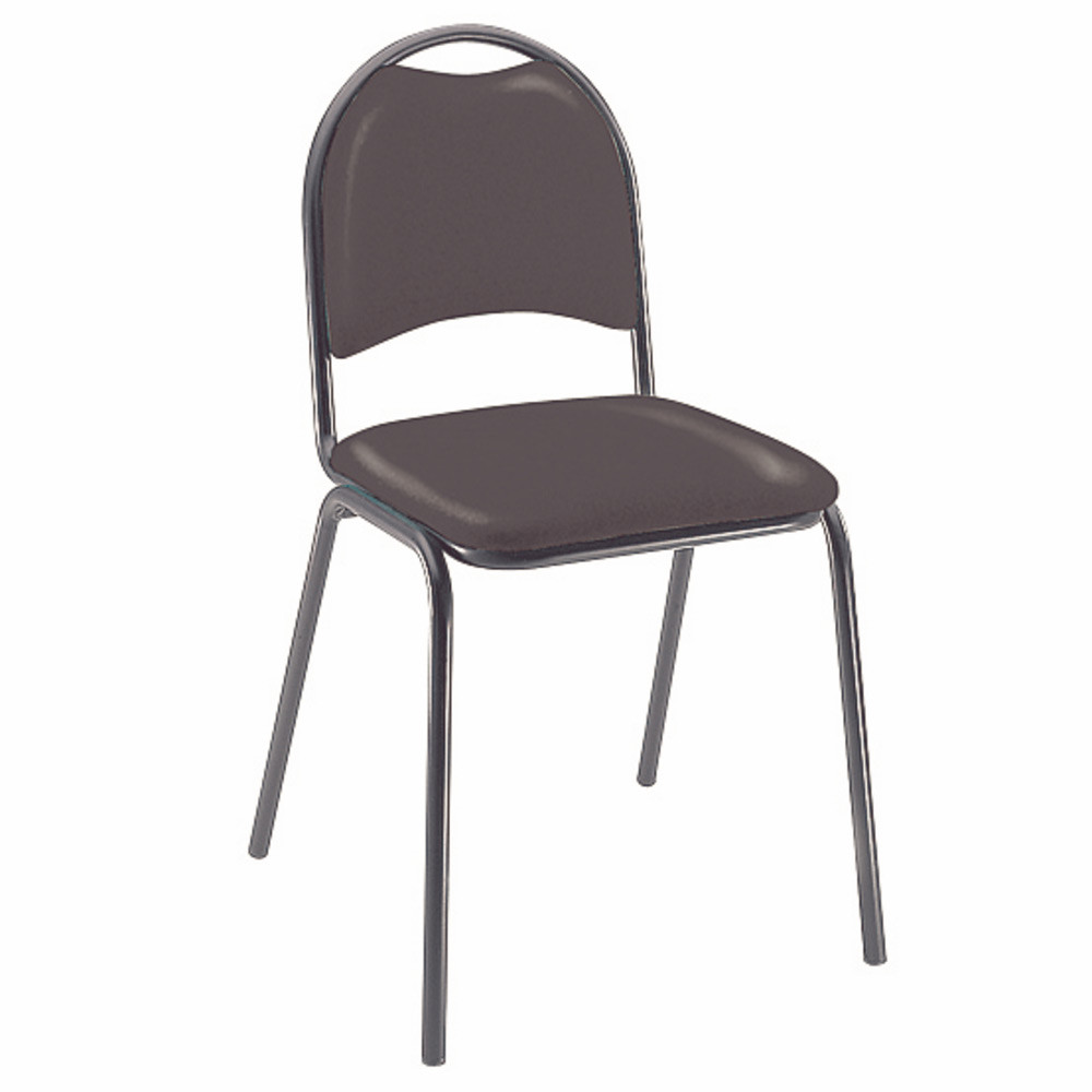 Chaise visiteur Clara - Vinyle - Noir-  Pieds mtal Noir