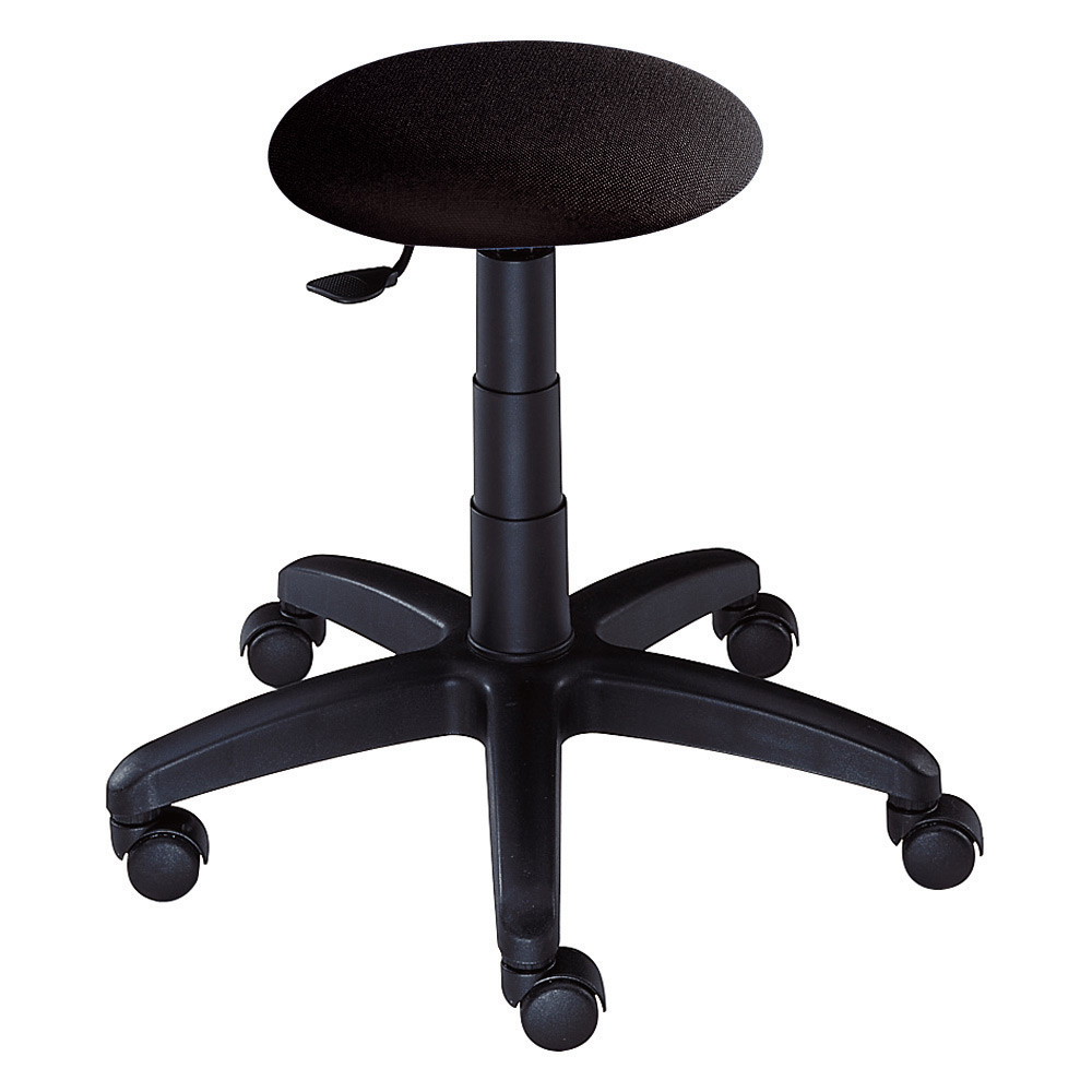Tabouret bas Budget  roulettes tissu noir rglable de 42-55 cm