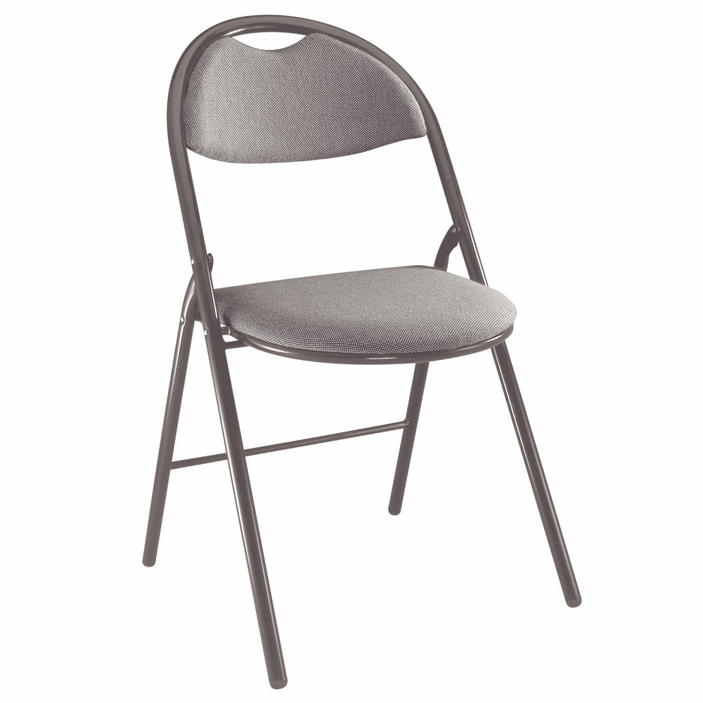 Chaise pliante Super confort - Tissu non feu M1 Anthracite - Pieds mtal Noir