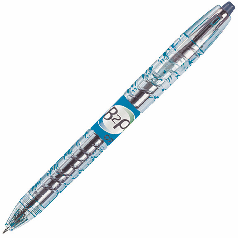 Pilot Begreen Stylo à encre gel rétractable, Begreen B2P, pointe moyenne (0,7 mm), avec zone de préhension, corps en plastique bleu, encre bleue