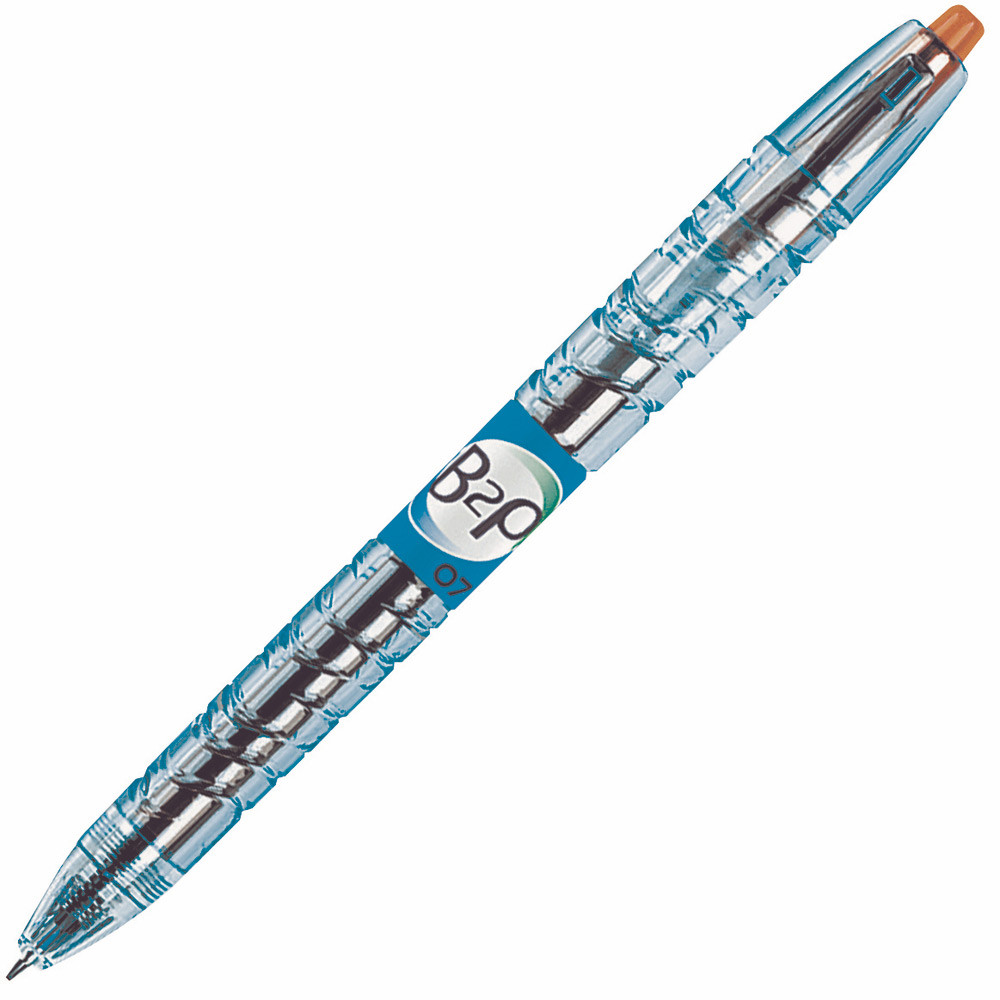 Pilot Begreen Stylo  encre gel rtractable, BegreenB2P, pointe moyenne (0,7mm), avec zone de prhension, corps en polypropylne bleu, encre rouge