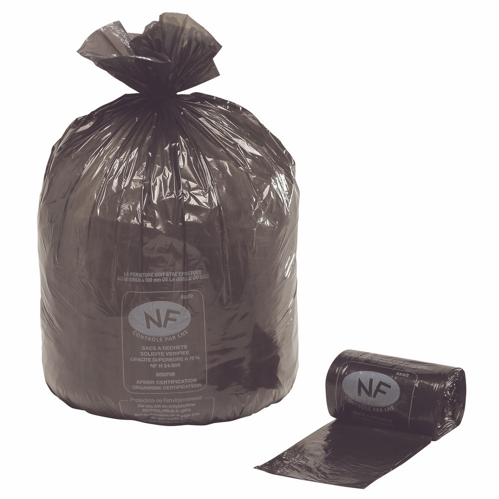 Sacs poubelle NF 30L - Noir - Lot de 1000