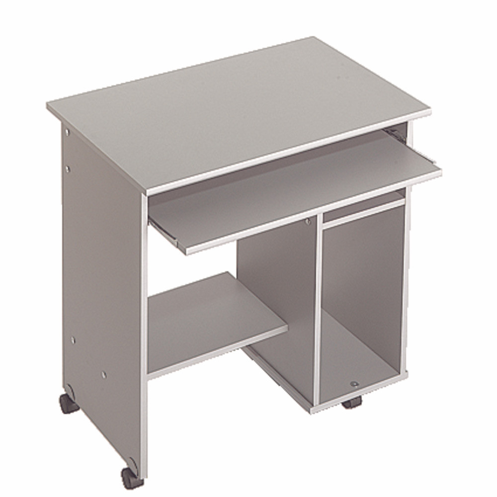 Poste informatique Alpha - Gris aluminium - pieds Gris Aluminium