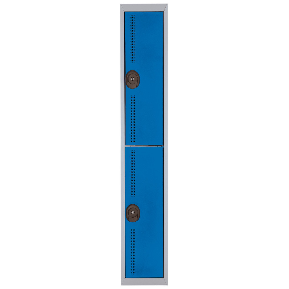 Vestiaire mtal Team Color 2 casiers - 1 colonne L.30 cm - Corps Gris - Portes Bleu