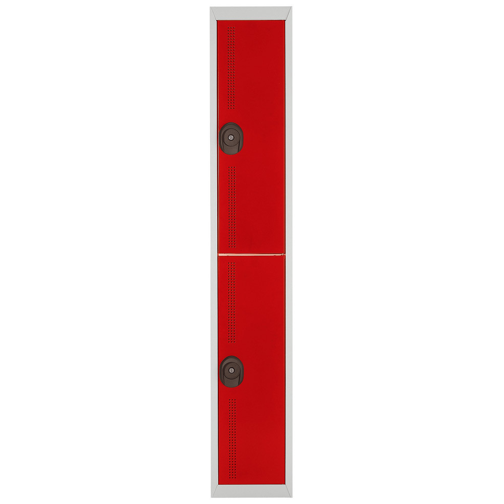 Vestiaire mtal Team Color 2 casiers - 1 colonne L.30 cm - Corps Gris - Portes Rouge