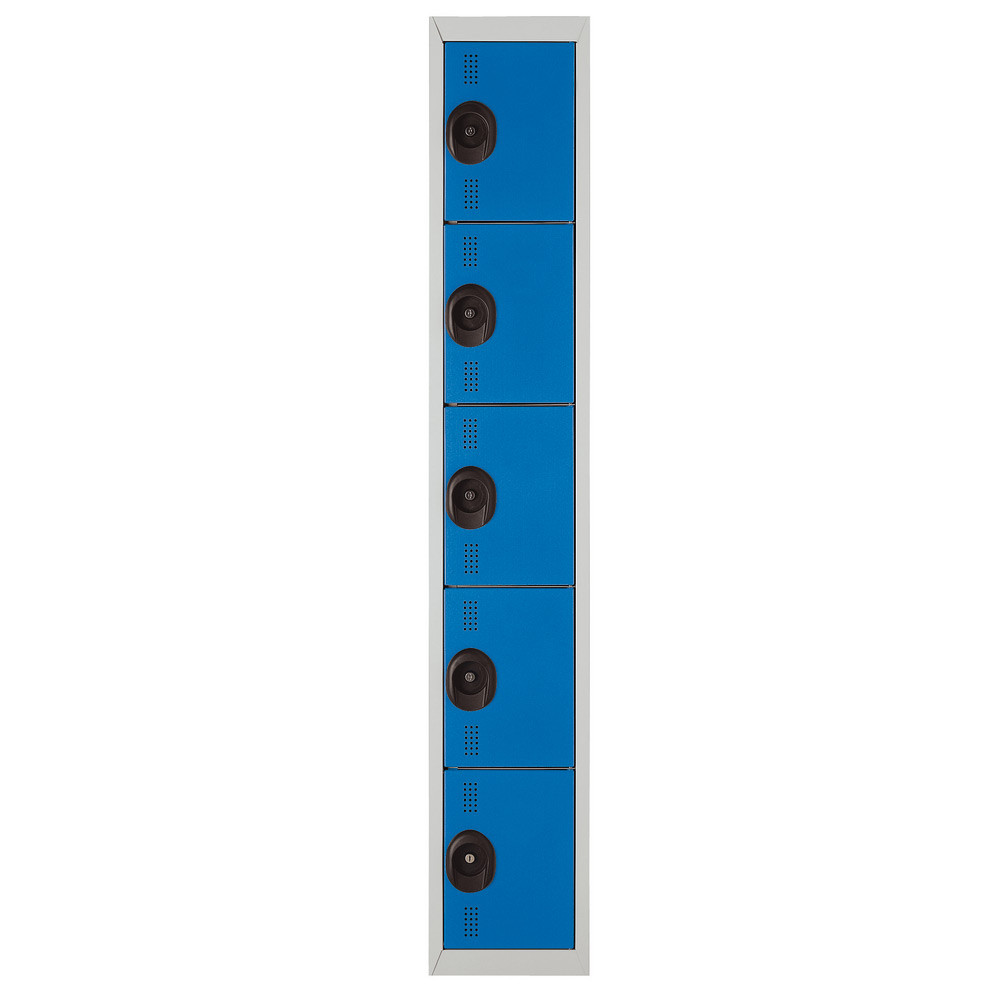 Vestiaire mtal Team Color 5 casiers - 1 colonne L.30 cm - Corps Gris - Portes Bleu