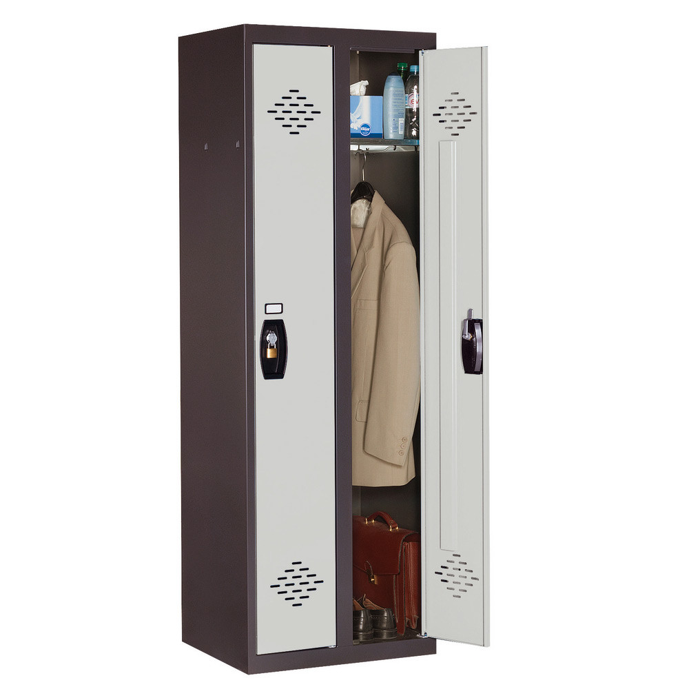 Vestiaire mtal Avantage monobloc industrie propre 2 colonnes - Corps Anthracite - Portes Gris