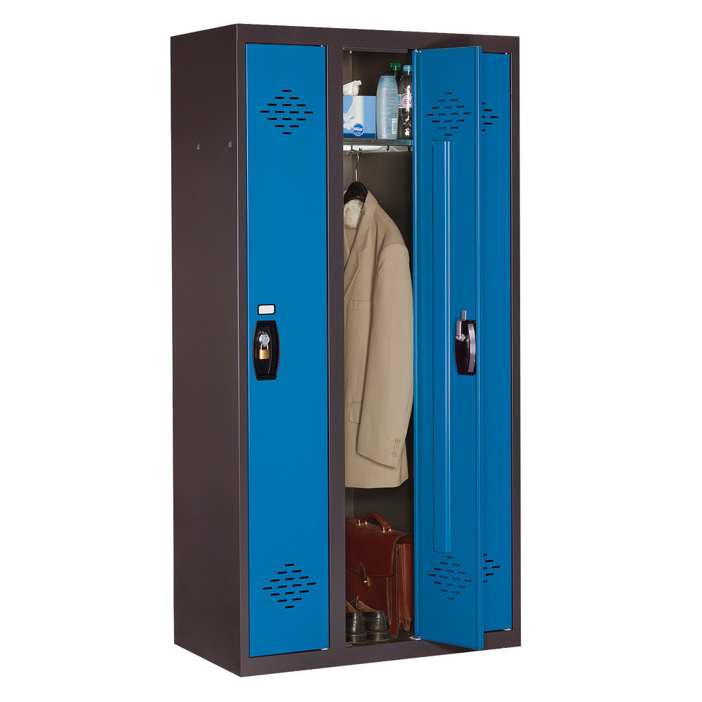 Vestiaire mtal Avantage monobloc industrie propre 3 colonnes - Corps Anthracite - Portes Bleu