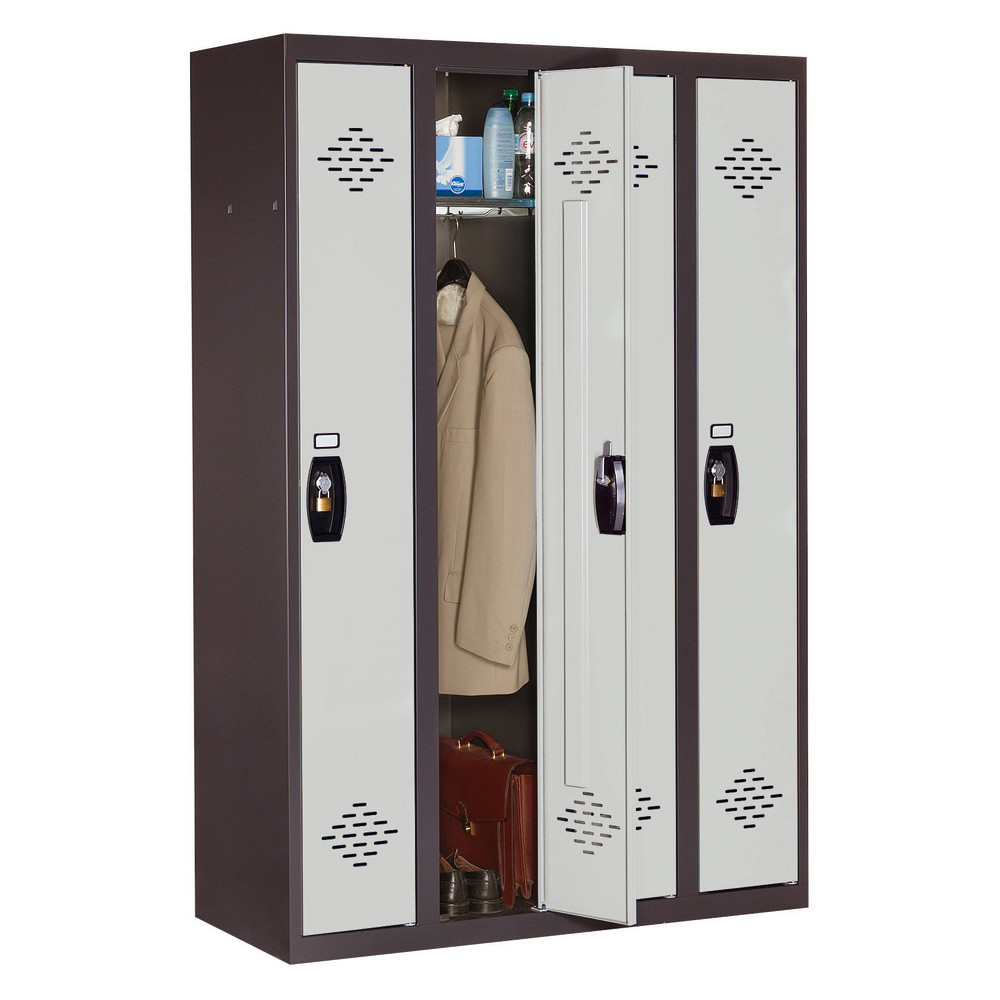Vestiaire mtal Avantage monobloc industrie propre 4 colonnes - Corps Anthracite - Portes Gris