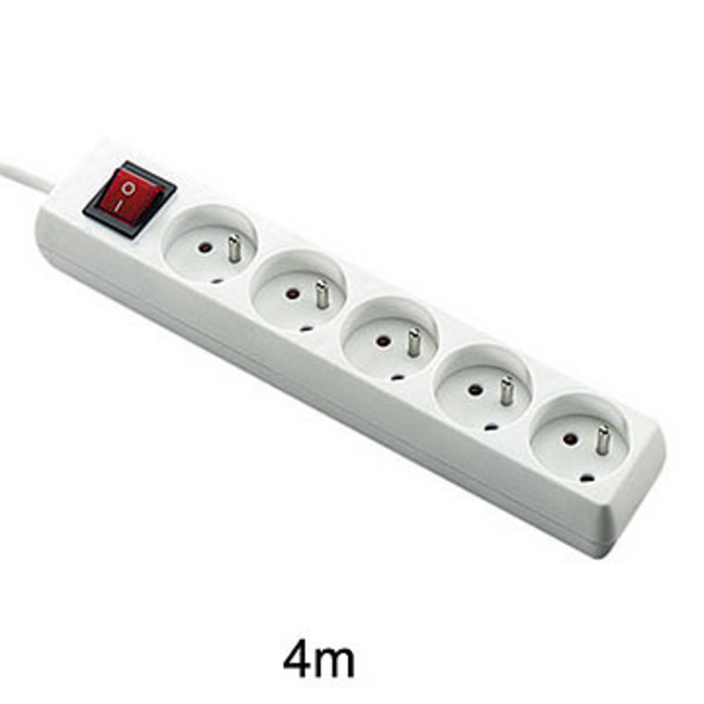 Multiprise 5 prises avec interrupteur - cordon 4 m
