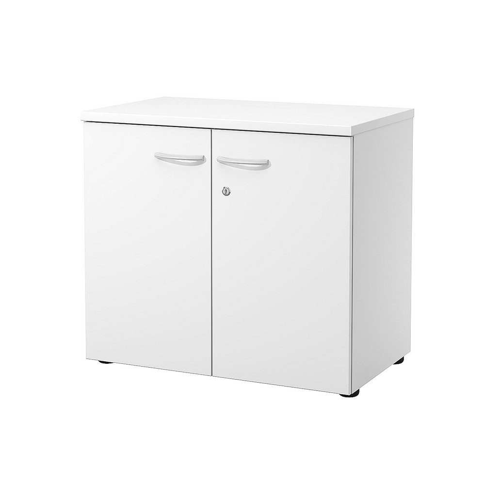 Armoire basse portes battantes L.80 x P.48 x H.72 cm - Gris