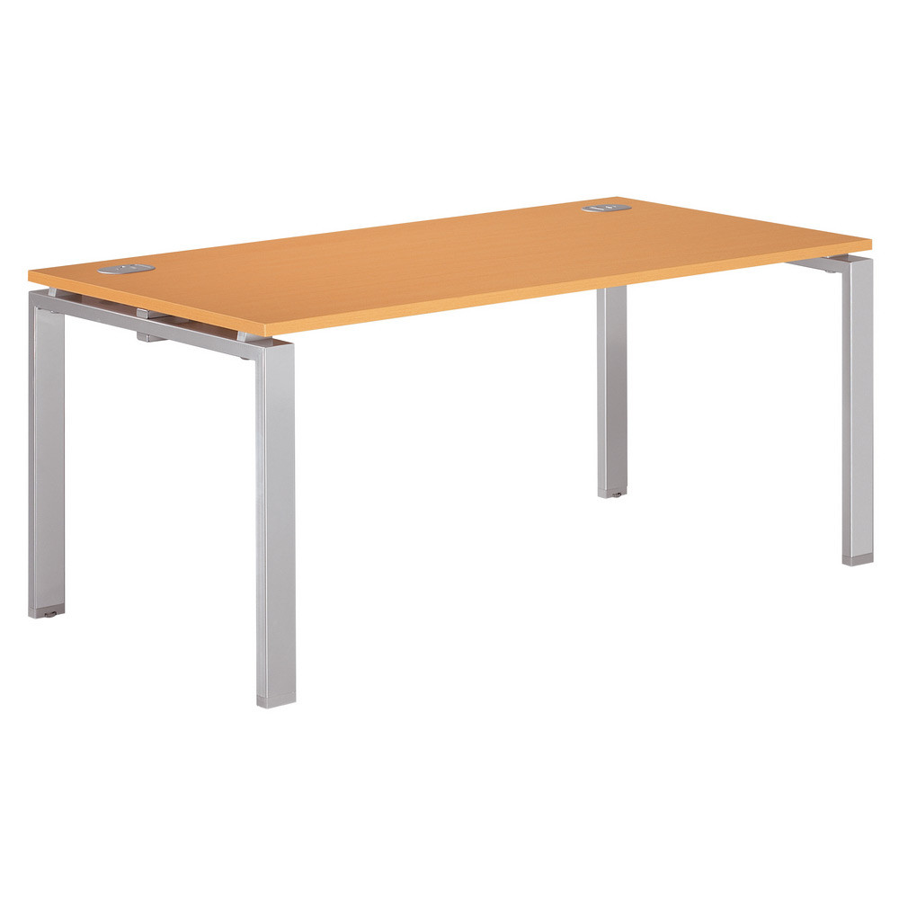 Bureau droit E-link - L.160 x P.80 cm - Plateau Chne - Pieds Aluminium