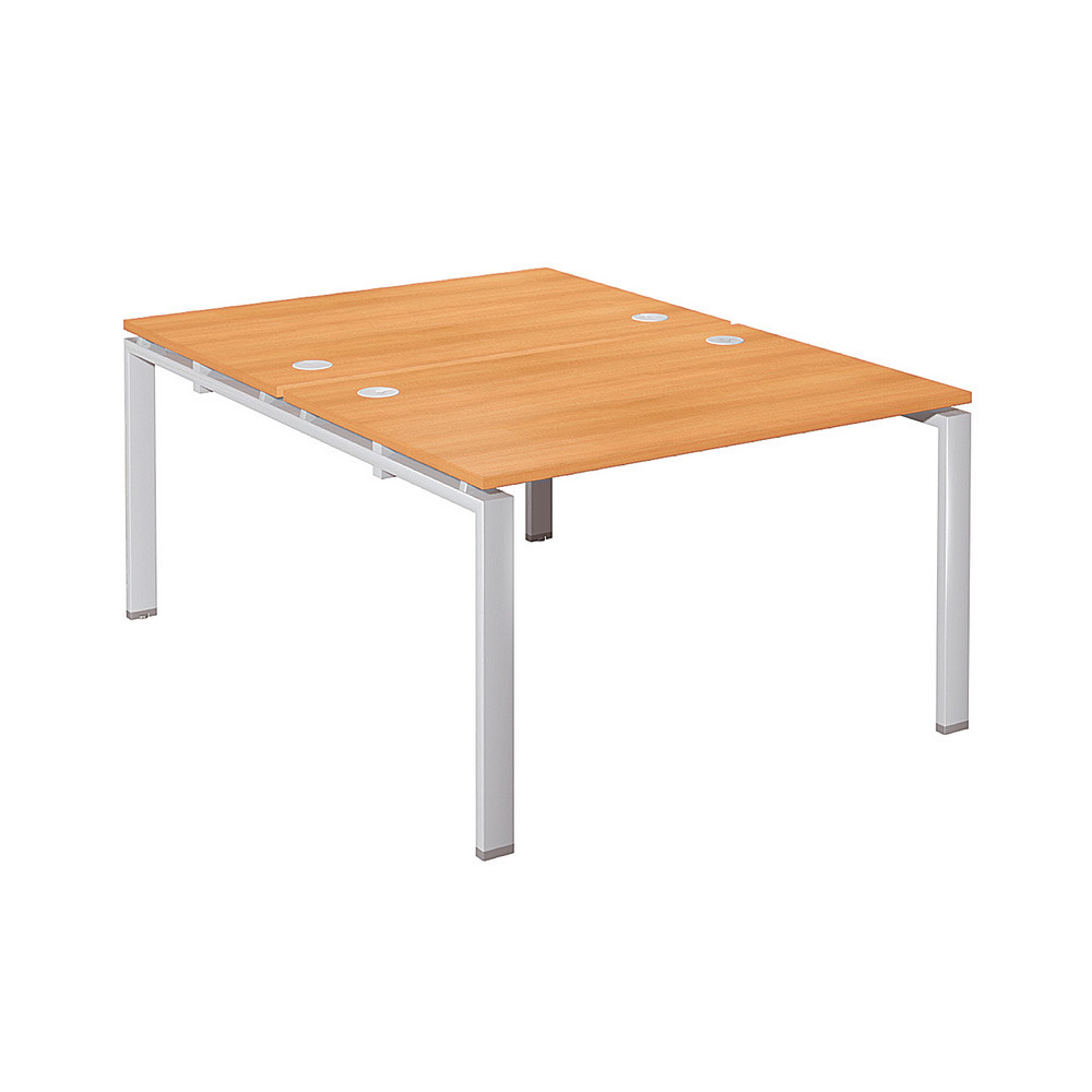 Ensemble 2 bureaux droits E-link - L.120 x P.163 cm - Plateau Chêne - Pieds Aluminium