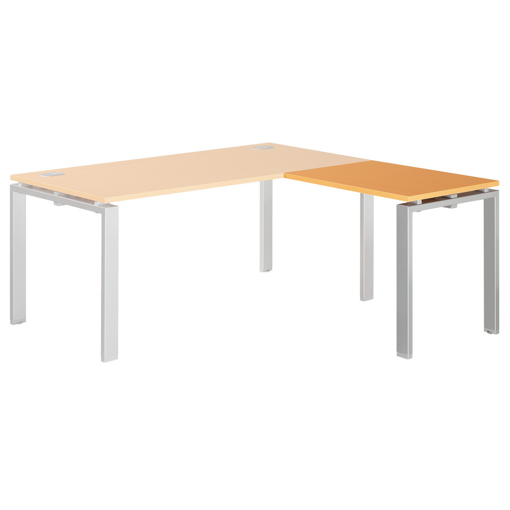 Retour bureau droit E-link - L.80 x P.60 cm - Plateau Chêne - Pieds Aluminium