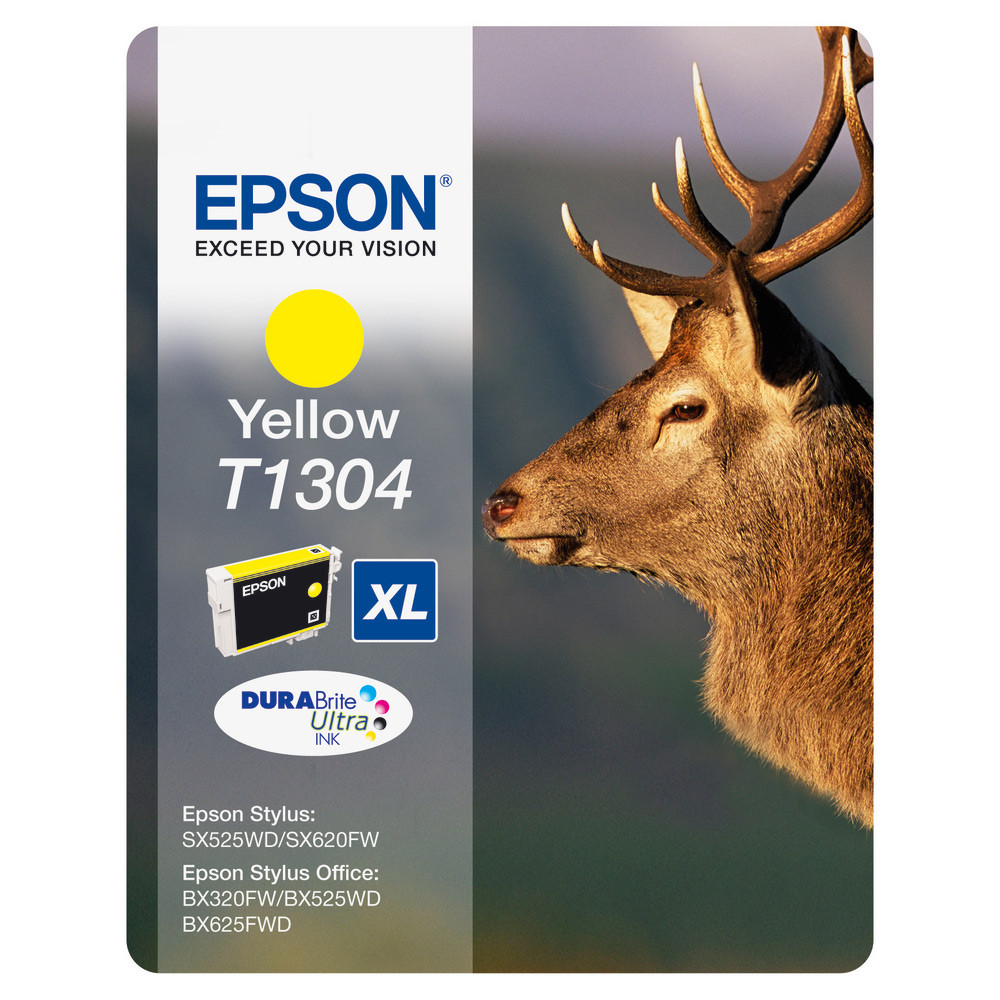 Epson T1304 ''Cerf'' Cartouche d'encre originale grande capacité DURABrite Ultra C13T13044012 - Jaune