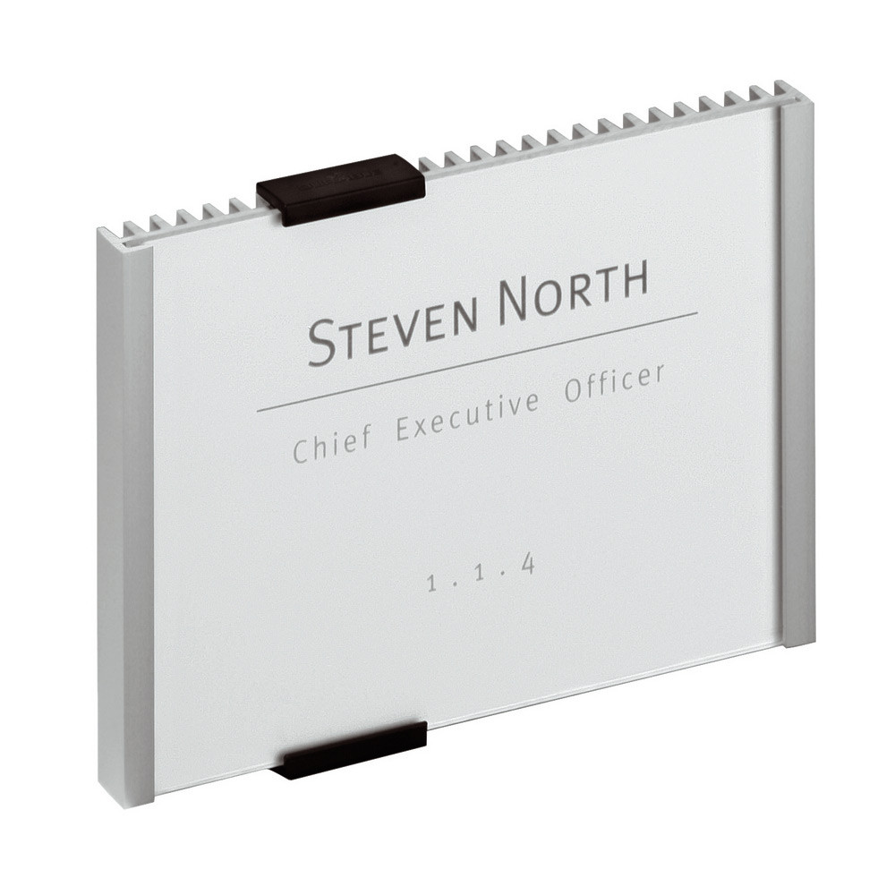 Durable Plaque de porte INFO SIGN, fixation murale, aluminium et acrylique, 149 x 105,5 mm, argent