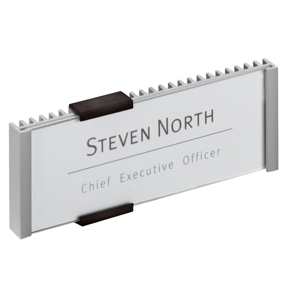 Durable Plaque de porte INFO SIGN, fixation murale, aluminium et acrylique, 149x52,5 mm, argent