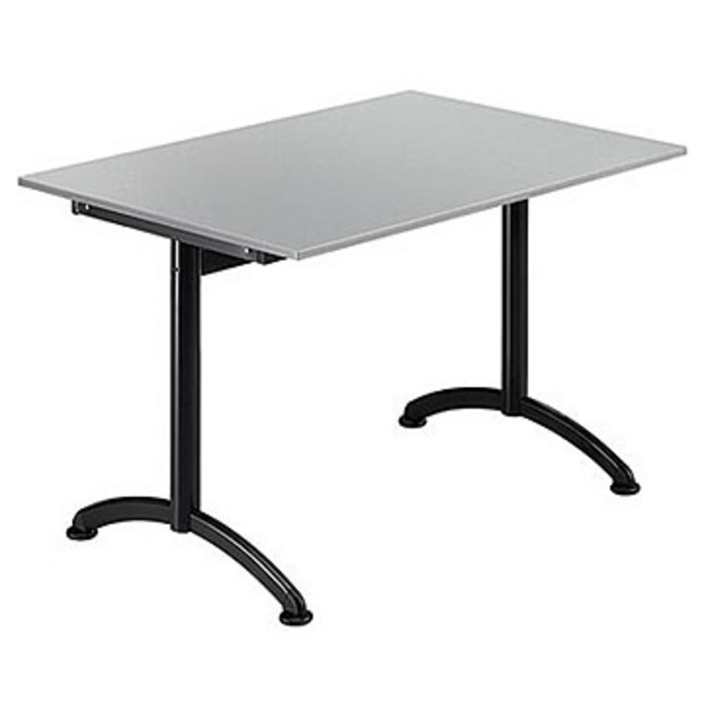Table Cafeteria L. 120 x P. 80 cm, plateau Gris, pitement Noir