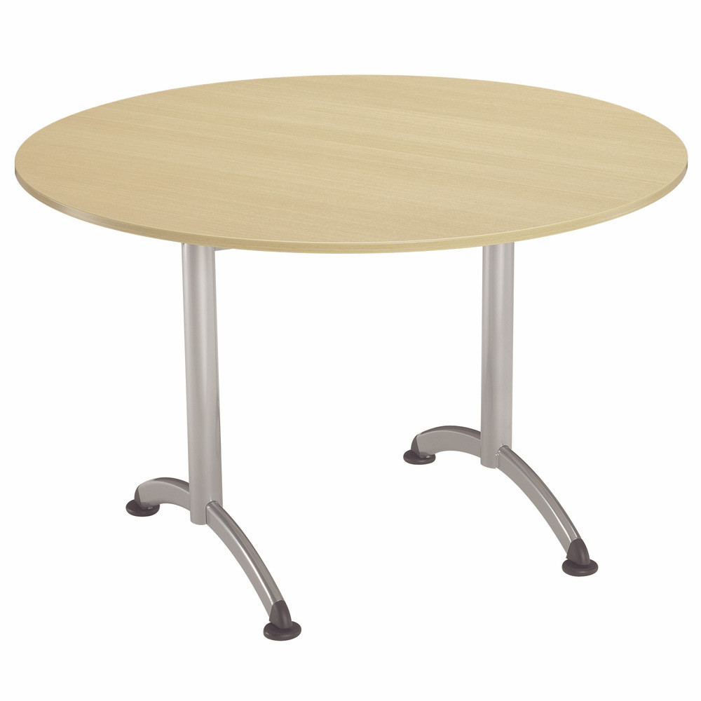 Table Cafeteria ronde diamtre 120 cm, plateau Htre, pitement Aluminium