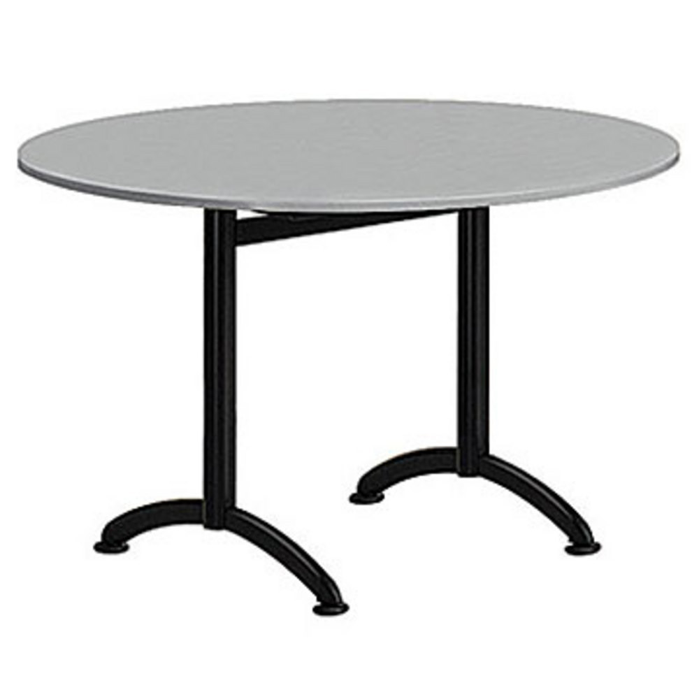 Table Cafeteria ronde diamtre 120 cm, plateau Gris, pitement Noir