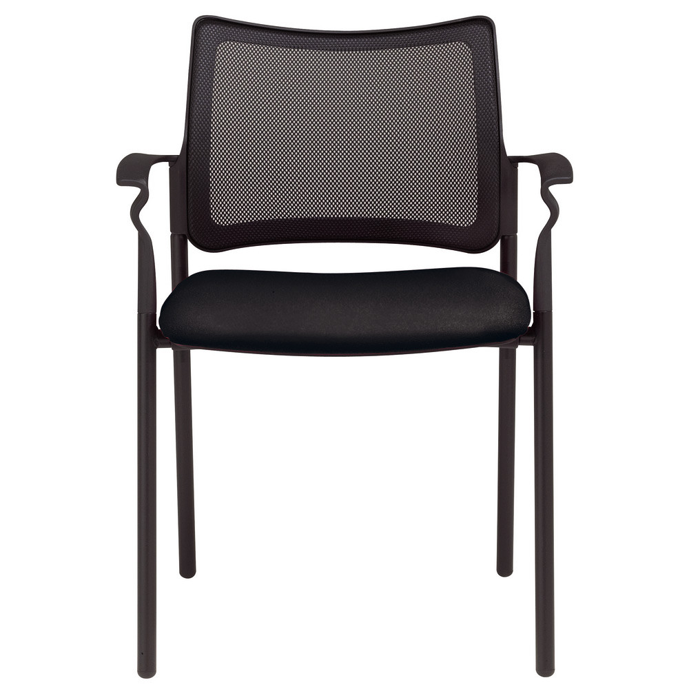 Chaise visiteur Bilbao Maille & Tissu Noir  Accoudoirs Pieds mtal
