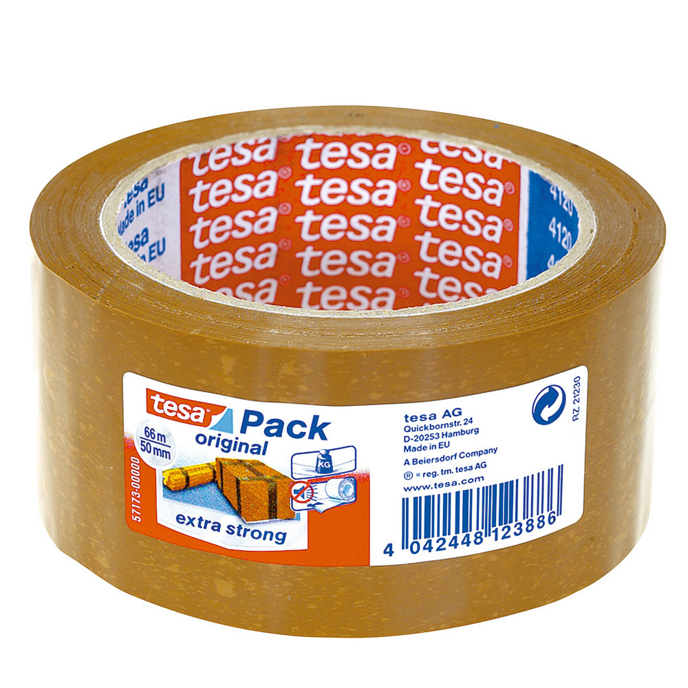 tesa Ruban adhsif d'emballage tesapack PVC silencieux - 32 microns - 50mmx100m - Transparent