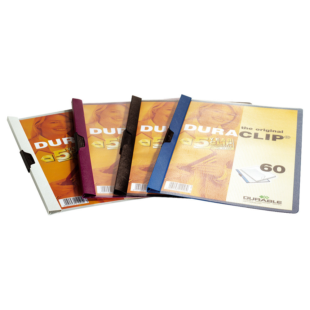 Durable Chemise  clip A4 Duraclip en PVC - 60 feuilles - Assortis - Lot de 25