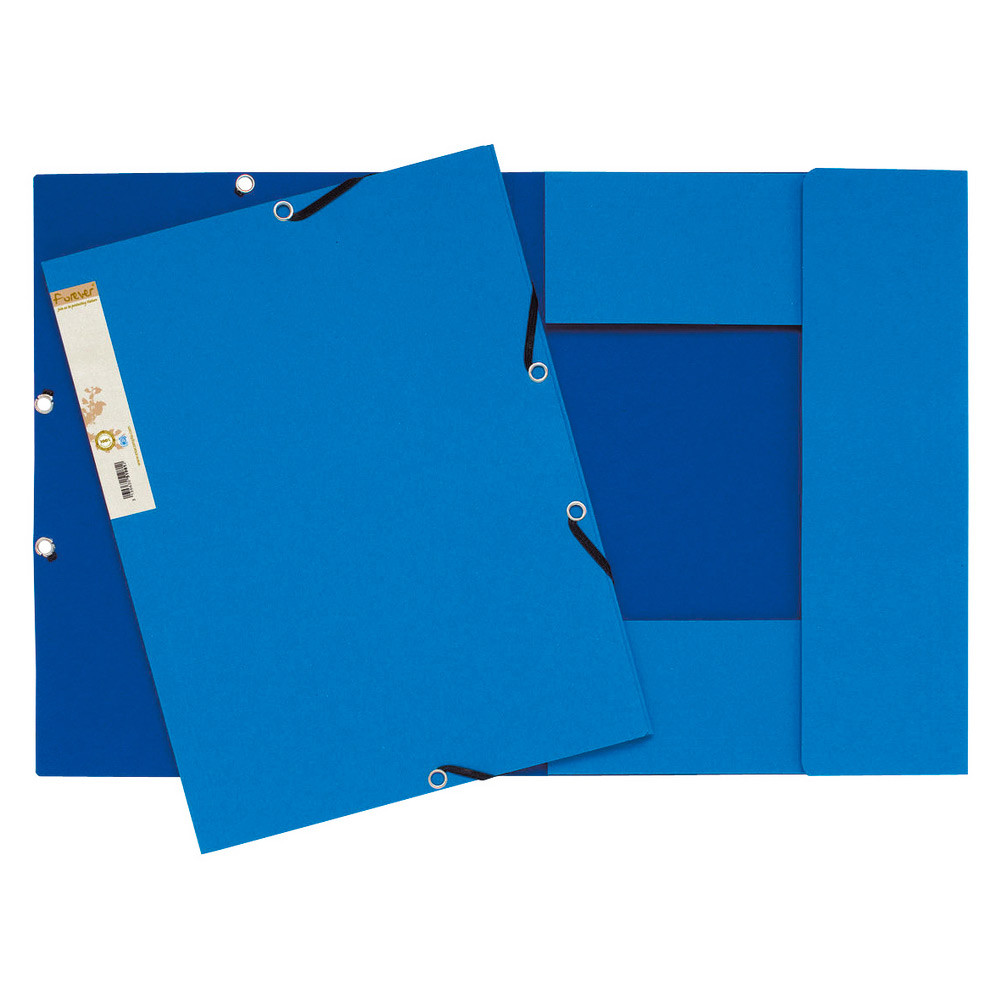 Exacompta ChemiseForeverA4  3rabats et  lastiques, 225feuilles, 240x320mm,  carte recycle Bleu clair