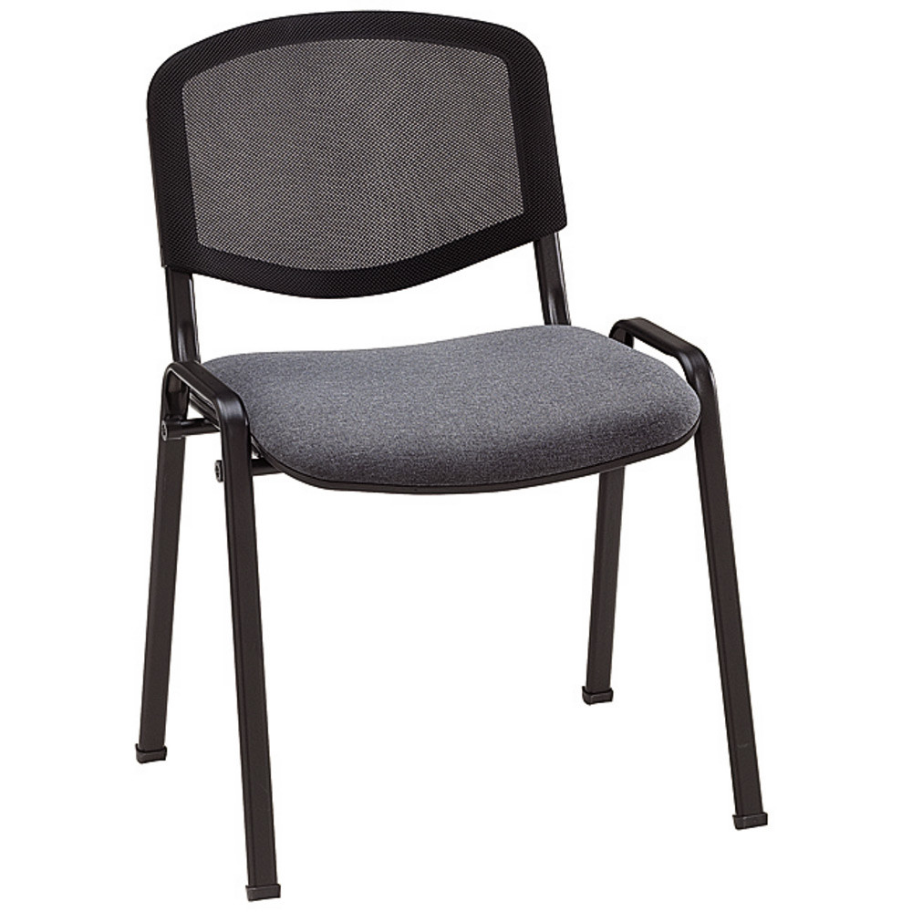 Chaise de runion et visiteur First Maille filet Gris fonc - Pieds noir