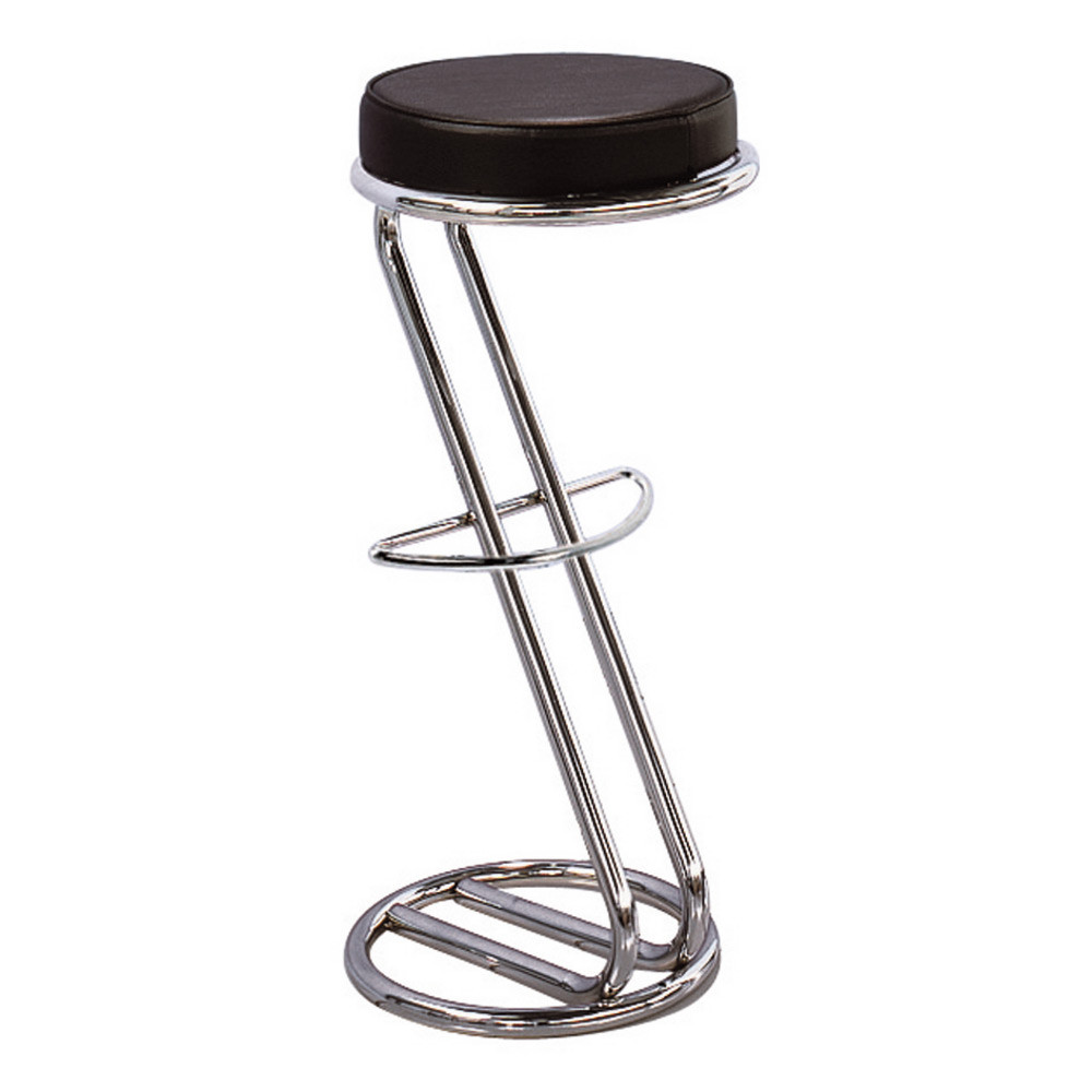 Tabouret Zeus imitation cuir, noir et chrom, 83cm de hauteur