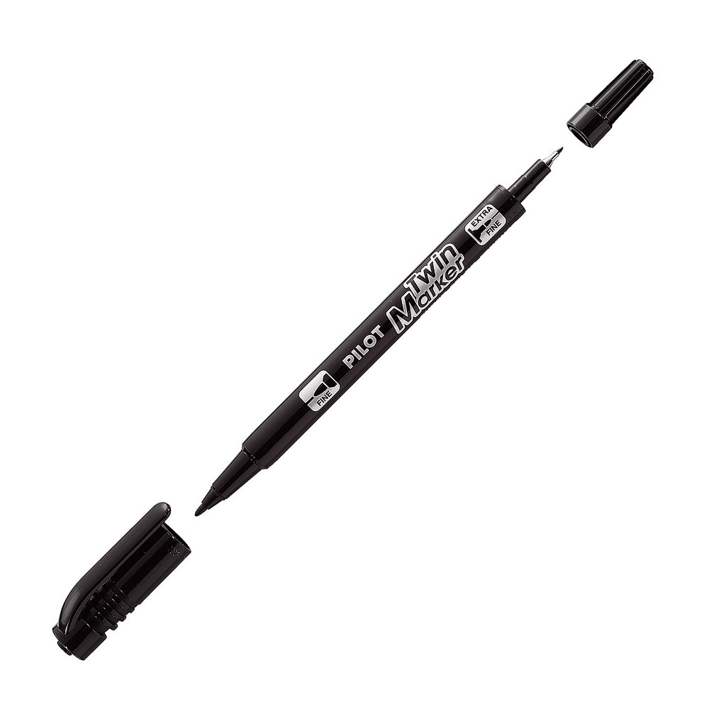 Pilot Marqueur permanent Twin Marker Begreen 2 pointes 0,3 mm - 0,5 mm - Noir
