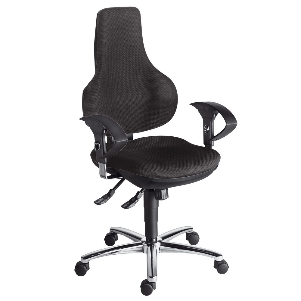 Sige de bureau ERGO POINT Tissu Noir Hauteur rglable - Accoudoirs Dossier Appuie-tte Roulettes